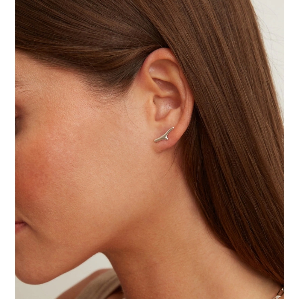 Silver Branch Stud Earrings